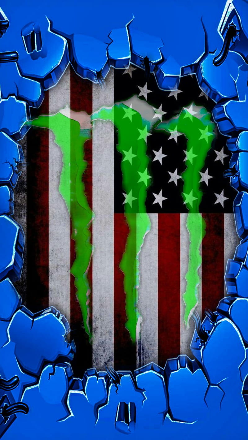 Monster america, flag, wall, break, dom, HD phone wallpaper