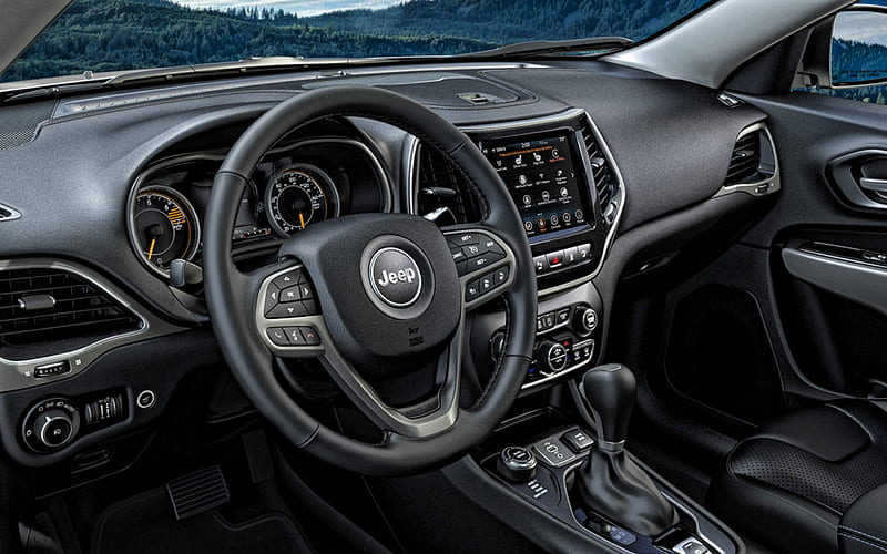 2020, Jeep Cherokee, interior, inside view, front panel new Cherokee interior, american cars, Jeep, HD wallpaper