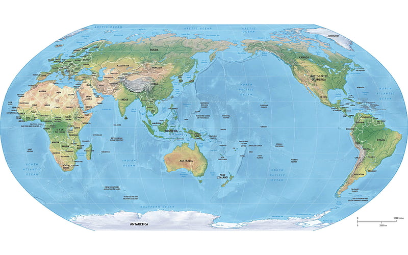 physical map of world hd