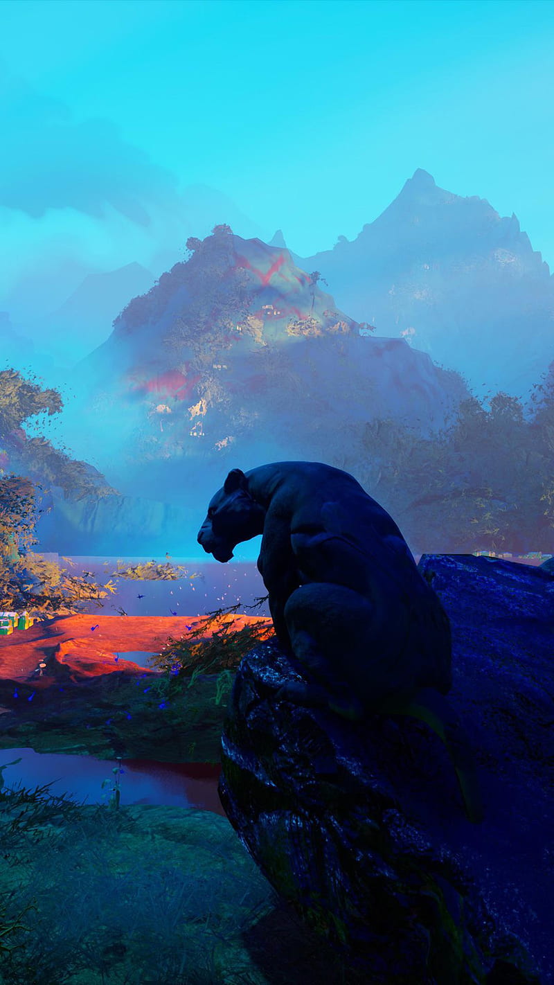 Black Panther , landscape, lion, magic, marvel, mountain, ocean, view, HD phone wallpaper