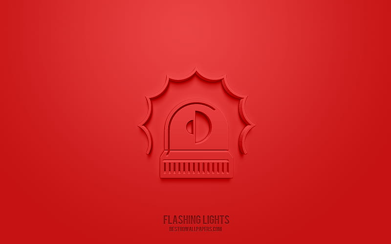 Flashing lights 3d icon, red background, 3d symbols, Flashing lights, Ambulance icons, 3d icons, Flashing lights sign, Medicine 3d icons, HD wallpaper