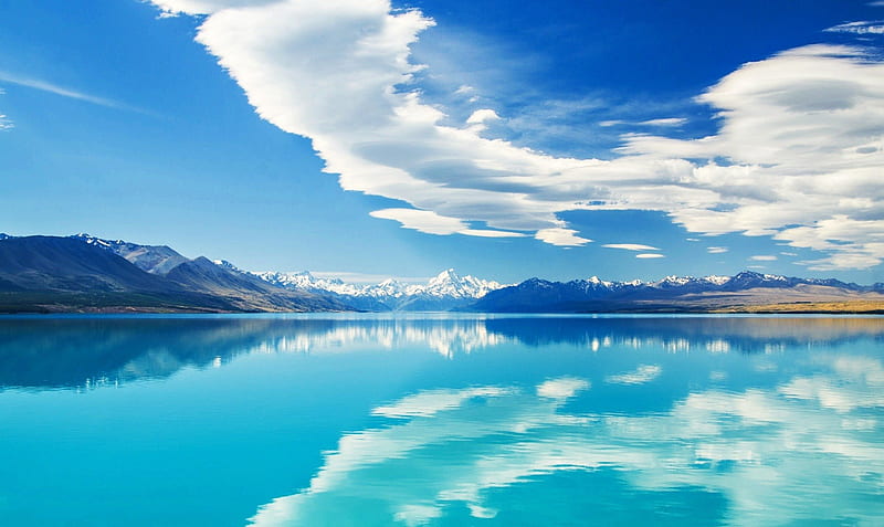 Lake Pukaki, New Zealand, clouds, skies, turquoise, water, snow, mountains,  reflections, HD wallpaper | Peakpx