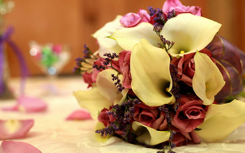 calla wedding bouquet-flower graphy, HD wallpaper