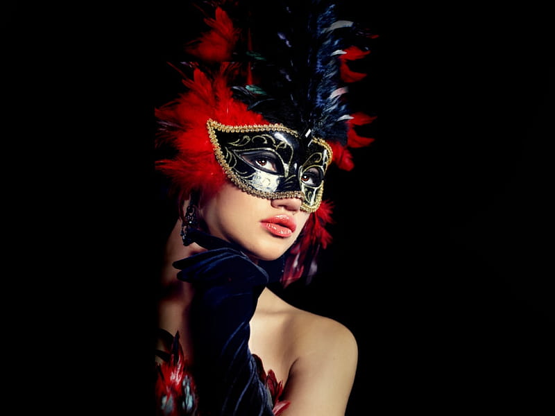 Black and Red, album, the WOW factor, Venetian Mask Society, color on black, masking you to join, women are special, female trendsetters, HD wallpaper