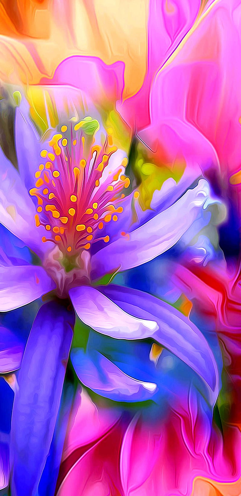 Bright Flowers, bright, floral, flowers, girly, pink, pretty, purple, HD phone wallpaper