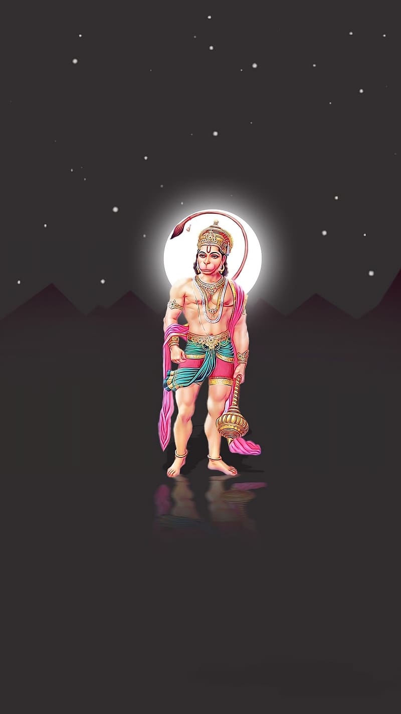 Jai Hanuman , hanuman and moon, lord, god, HD phone wallpaper