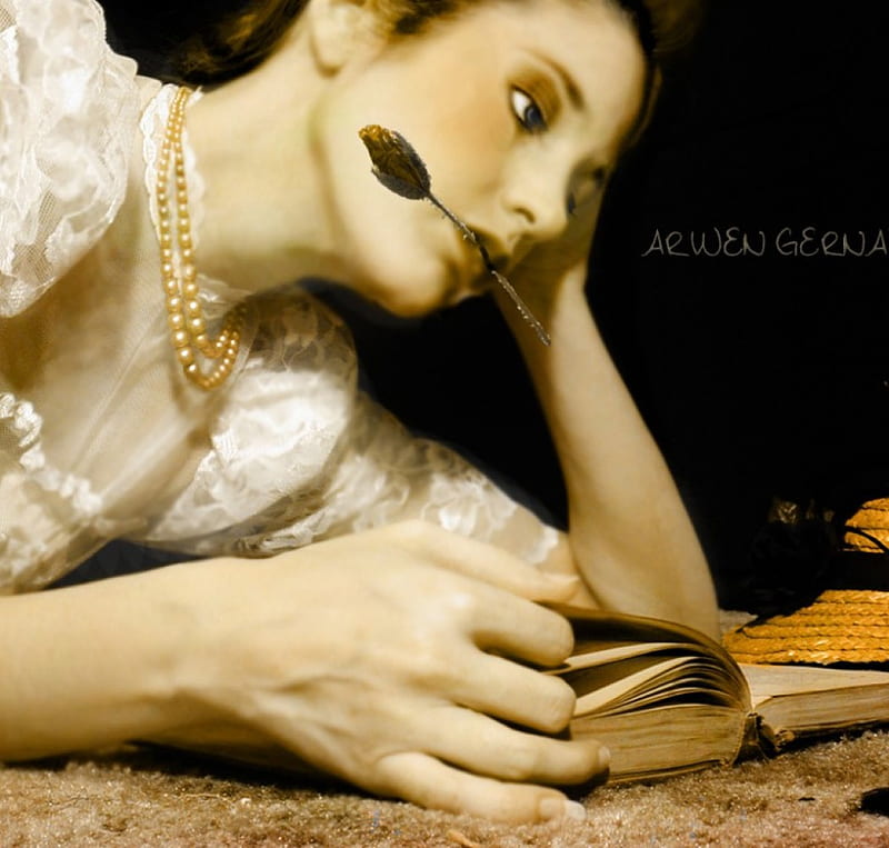 Absent Minded, book, fantasy, lady, absent, HD wallpaper