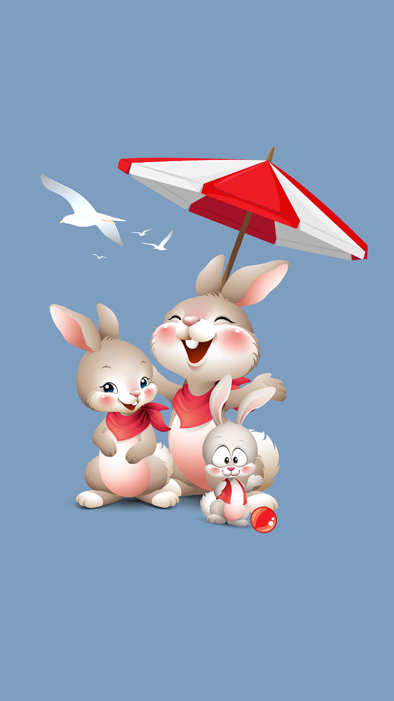Rabbit family 3, animal, desenho, red, HD phone wallpaper | Peakpx