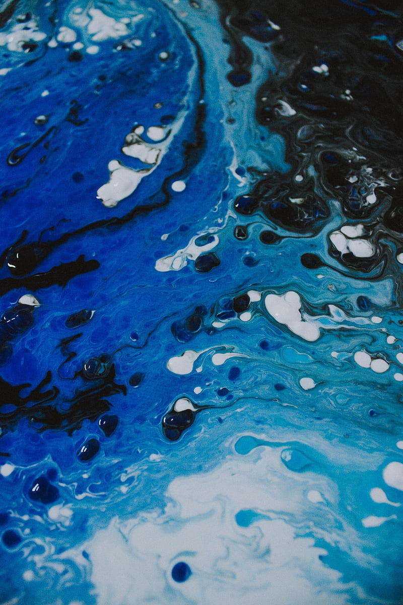paint, drips, white, blue, black, HD phone wallpaper
