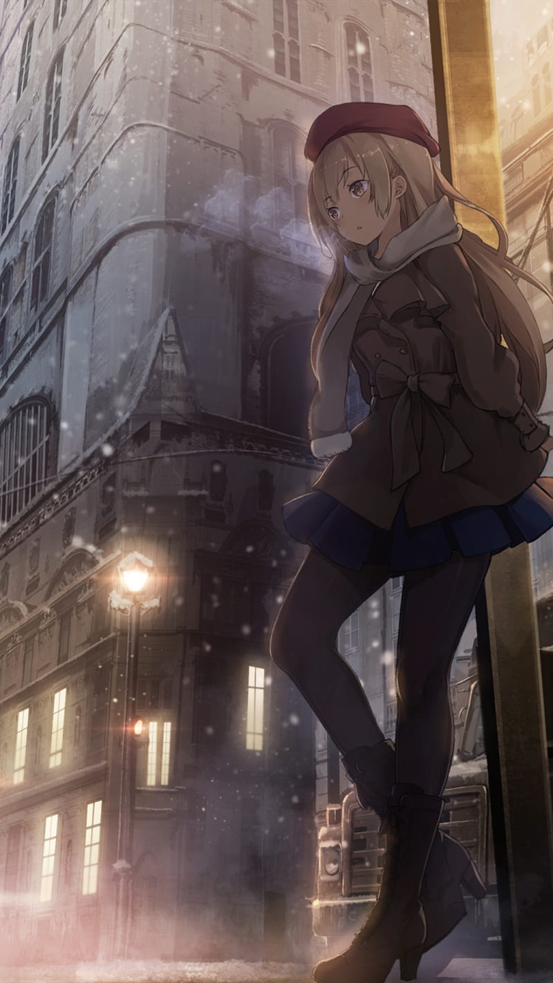 Anime Girl, city, dark, lonely, sad, HD phone wallpaper