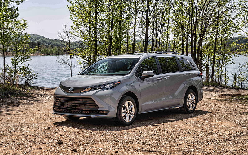 2022, Toyota Sienna, Woodland Special Edition, front view, exterior, gray minivan, new gray Sienna, japanese cars, Toyota, HD wallpaper