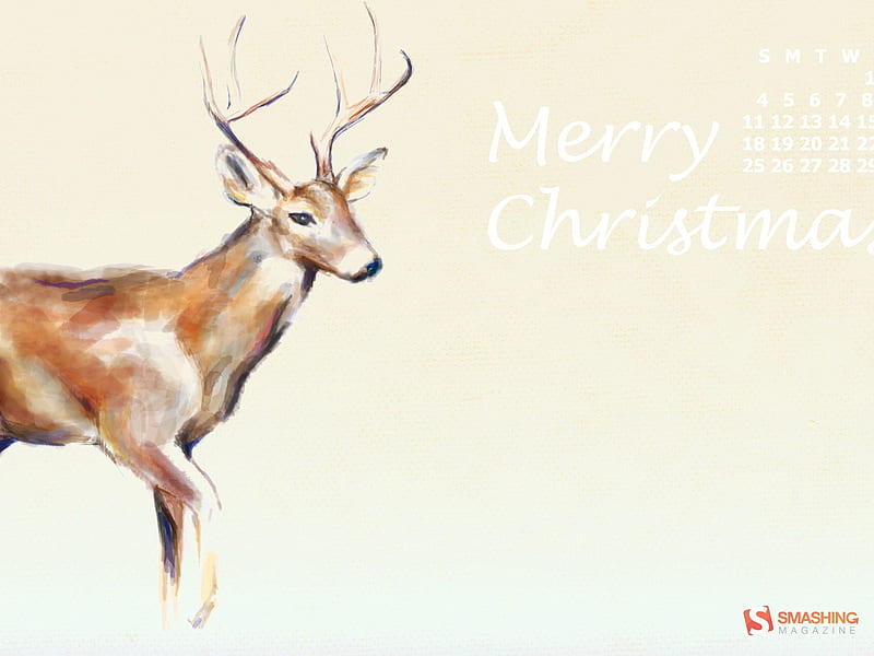 deer-December 2011-Calendar, HD wallpaper