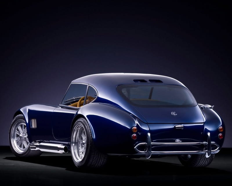 ac cobra, silver alloys, two seater, blue, front engine, HD wallpaper