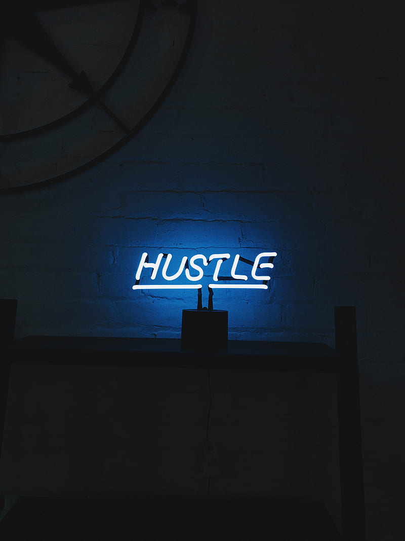 hustle LED signage turned on, HD phone wallpaper