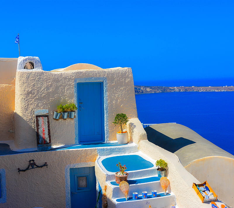 Santorini, greece, island, travel, HD wallpaper