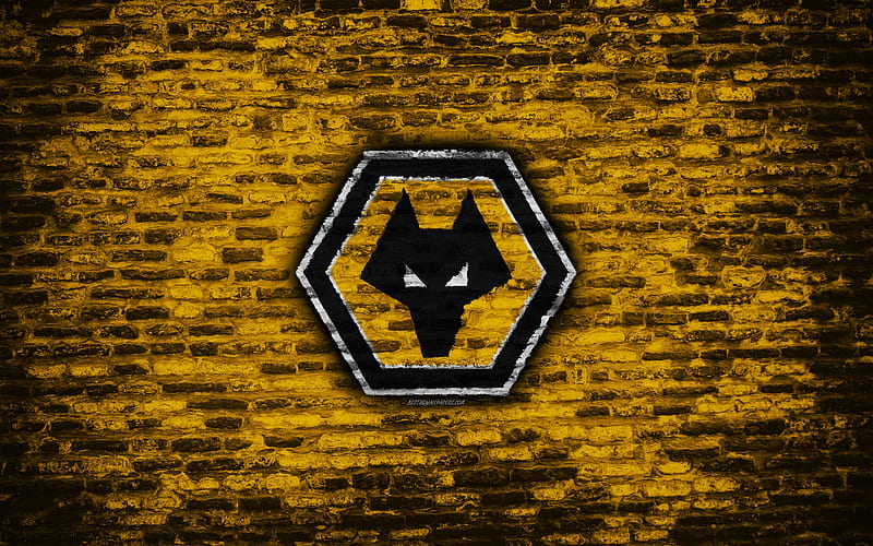 Wolverhampton Wanderers FC, logo, yellow brick wall, Premier League, English football club, soccer, football, brick texture, Wolverhampton, England, HD wallpaper
