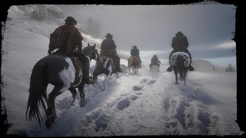 red dead redemption 2, horses, walking, snow, Games, HD wallpaper
