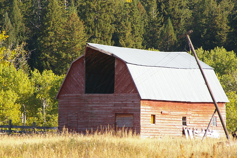 Old Barn, Darby Canyon, Teton Valley, Idaho, Structures, Farms, Homesteads, Barns, Scenic, Fields, HD wallpaper