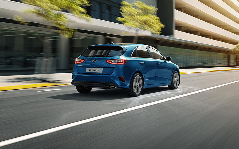KIA Ceed, 2018, new blue Ceed, hatchback, new cars, rear view, KIA, HD wallpaper