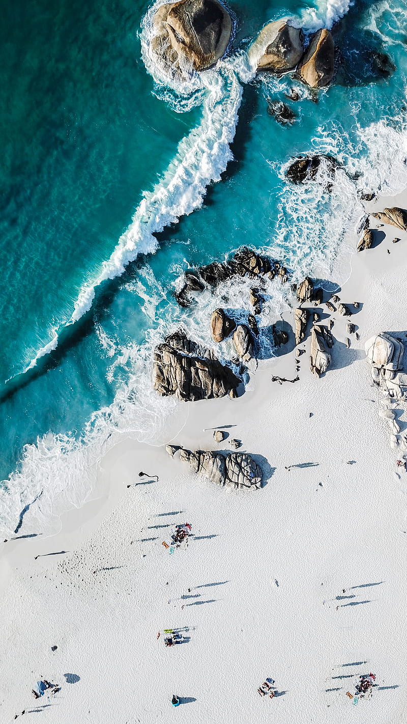 Clifton Waves & Rocks, Morne, beach, cape town, drone, ocean, south africa, travel, HD phone wallpaper