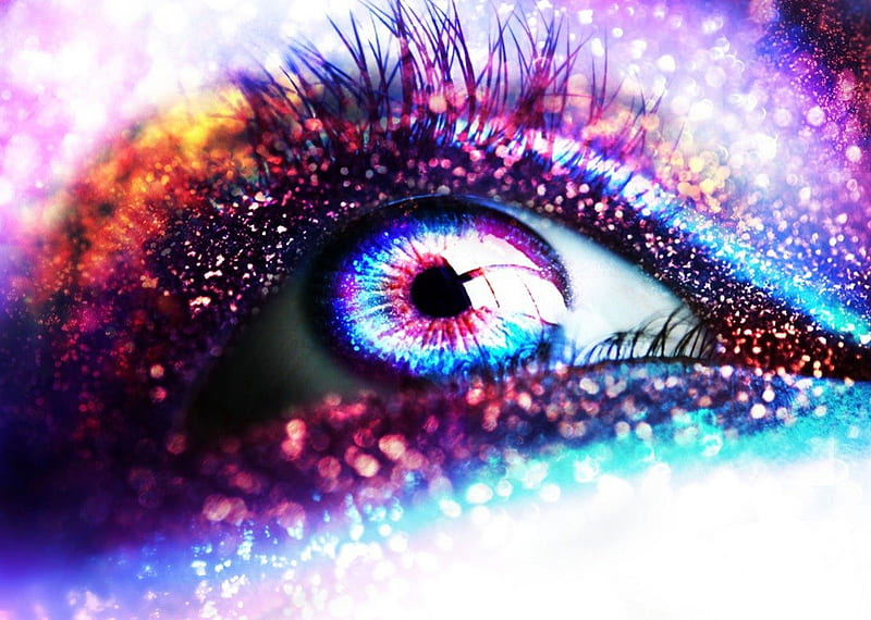 Colourful Eye, Make Up, Glitter, Eye, Colourful, HD wallpaper