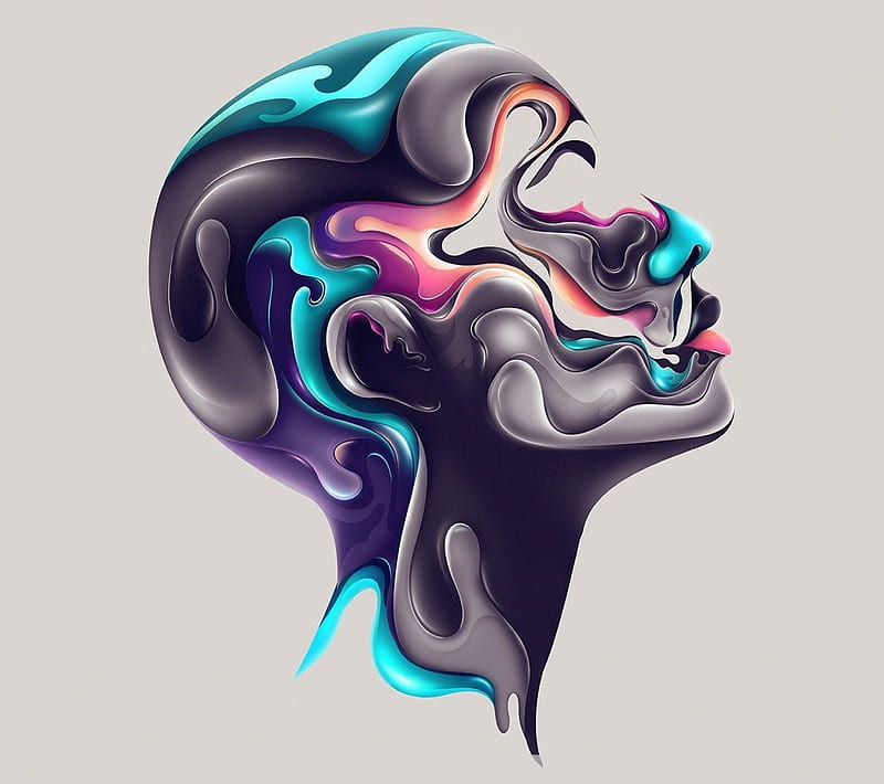 FACE ART, abstract, face, painting, profile, HD wallpaper