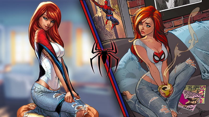 Mary Jane Watson Spider Man, mary-jane, spiderman, artist, digital-art, HD wallpaper