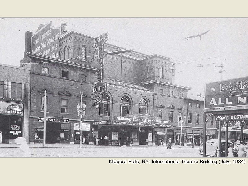 Niagara Falls, NY: International Theatre Building (July, 1934), architecture, theatre, street, niagara falls, HD wallpaper
