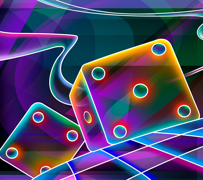 Neon Glow Dice, 3d, abstract, cube, dice, glow, neon, square, HD wallpaper