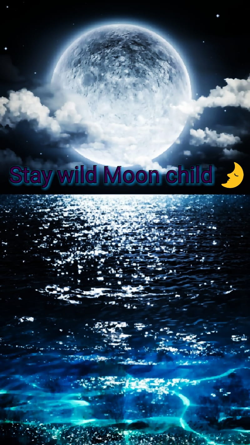 Moon child moon, moonlight, moonshine, night, sea, wild, HD phone wallpaper