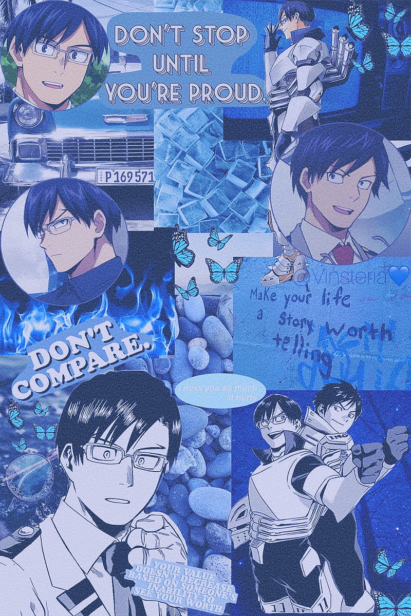 Tenya Iida, aesthetic, anime, anime boy, blue, cute, iida, simple, smart, tenya, HD phone wallpaper