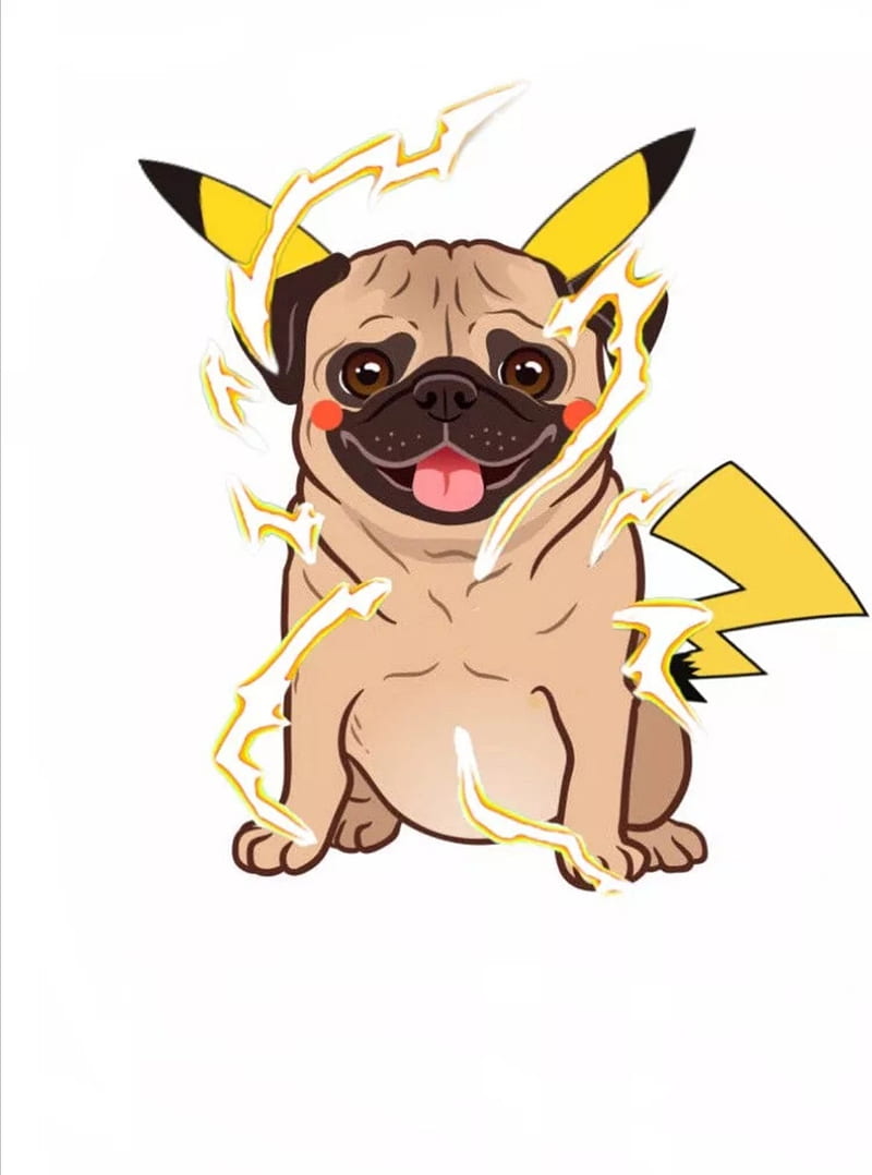 Pug pikachu, cute, cutie, dog, mops, mopsik, pikaczu, pokemon, tappet, HD phone wallpaper