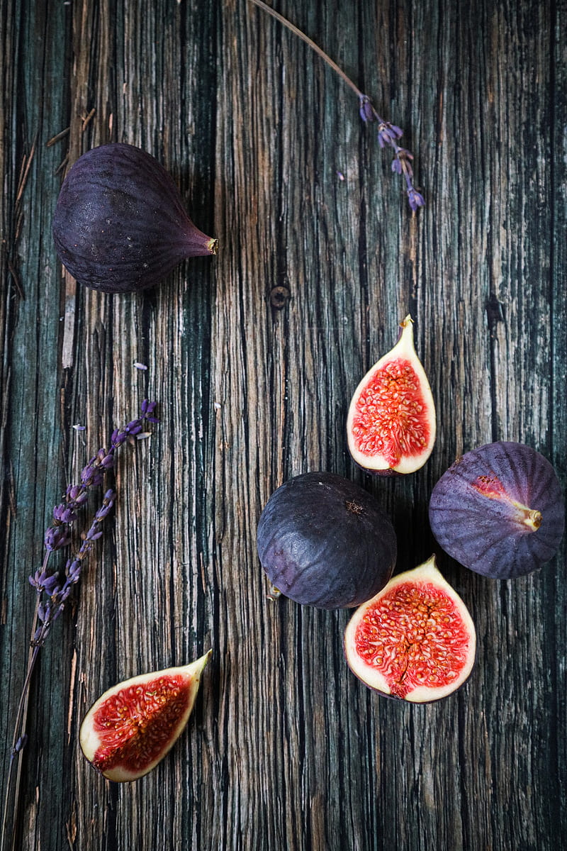 figs, lavender, fruits, slices, HD phone wallpaper