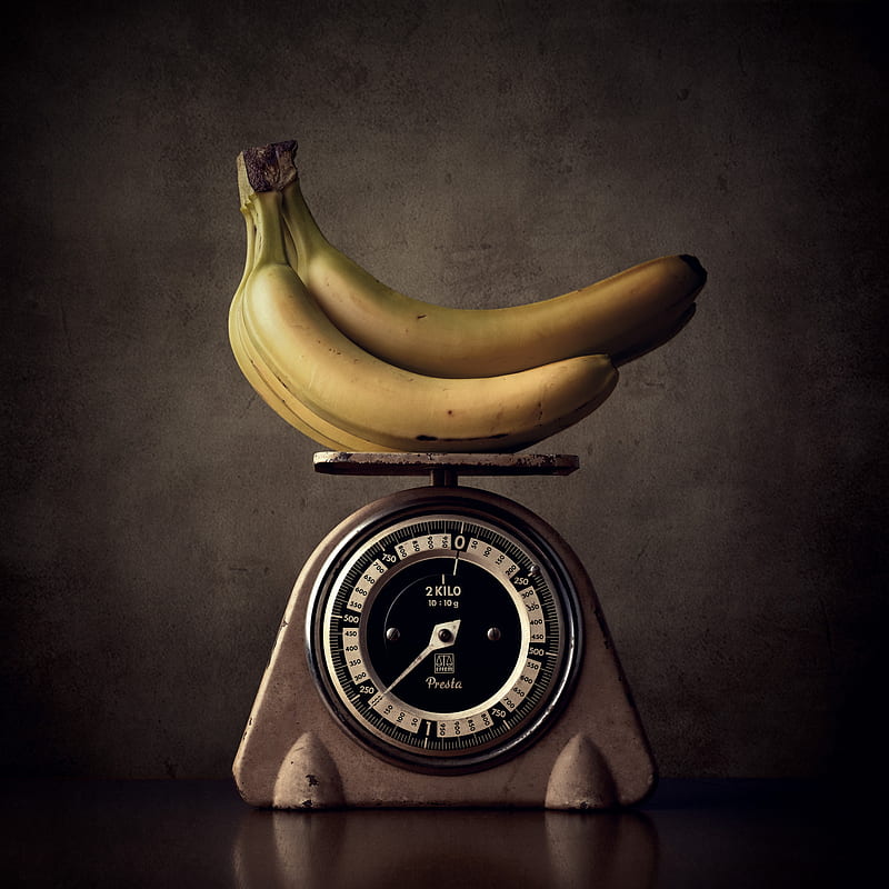 Michael Schnabl, still life, food, fruit, bananas, scale, Bunch of Bananas, reflection, HD phone wallpaper