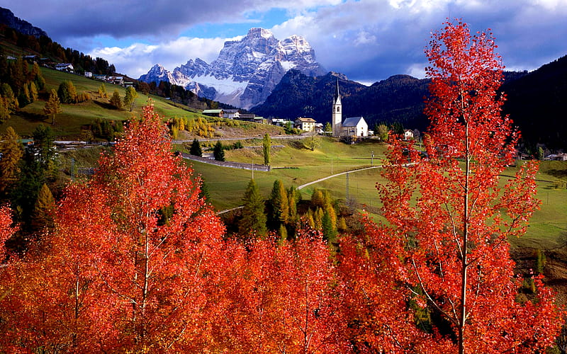 FRAMED LANDSCAPE, hills, roads, mountains, buildings, plants, fields, HD wallpaper