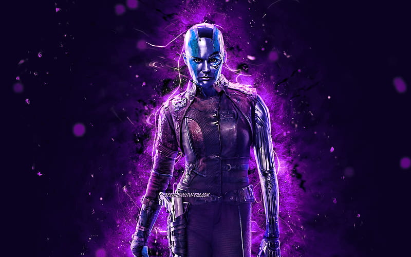 Nebula violet neon lights, antagonists, Avengers Infinity War, space pirate, Nebula , Nebula Infinity War, HD wallpaper