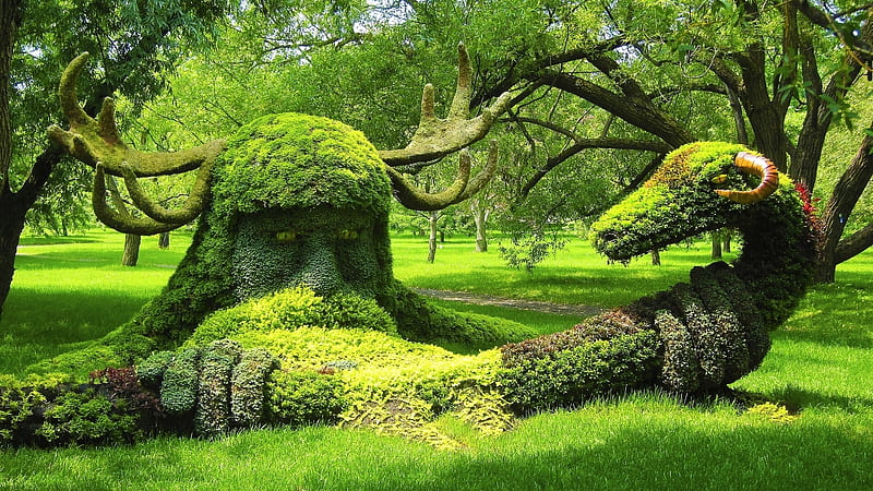 Man Made, Sculpture, Botanical Garden, Canada, Montreal, Park, Tree, HD wallpaper