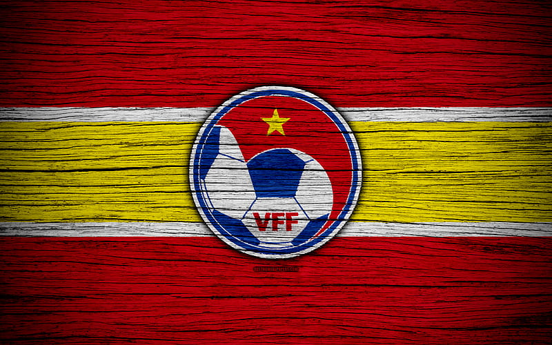 Vietnam national football team logo, AFC, football, wooden texture, soccer, Vietnam, Asia, Asian national football teams, Vietnamese Football Federation, HD wallpaper