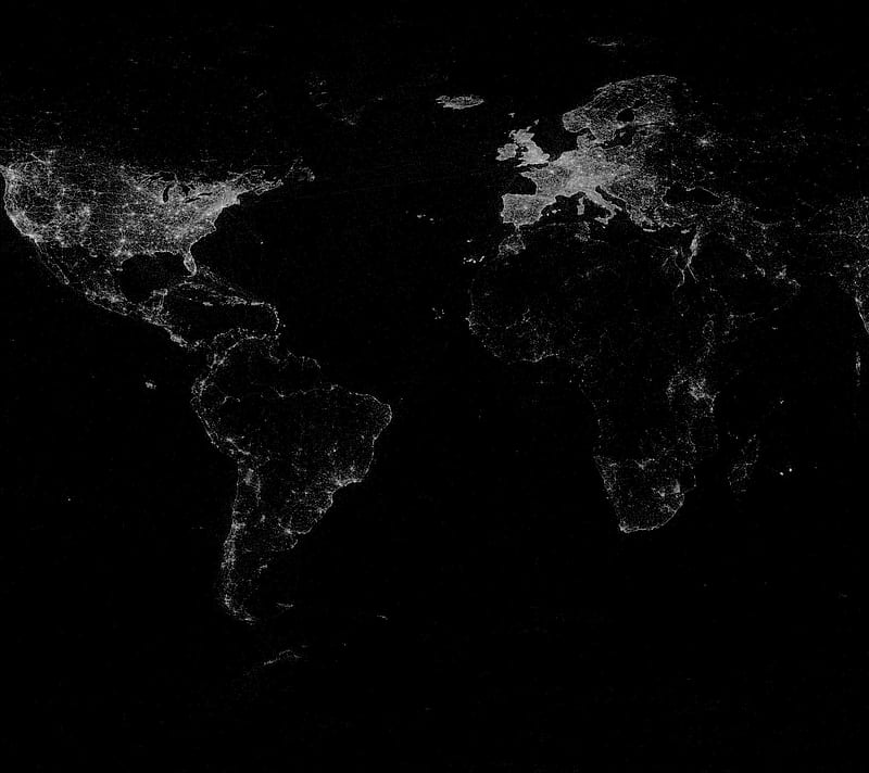 Lights From Space, dark, globe, light, world, HD wallpaper