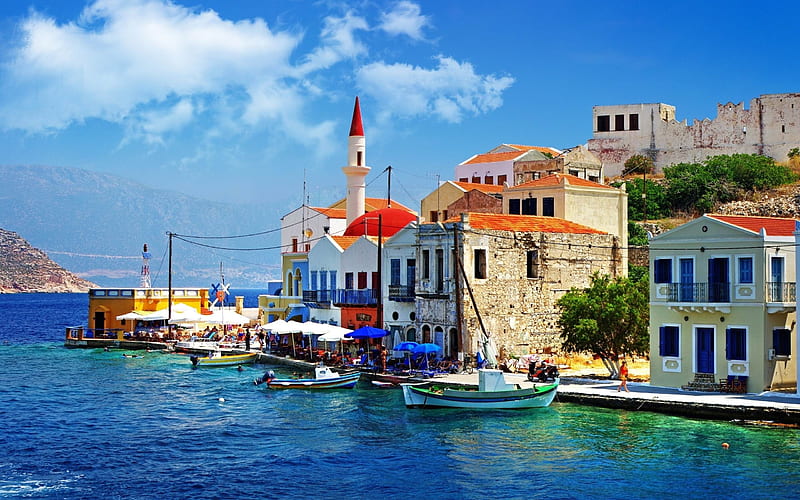 greece dock boat-Cities, HD wallpaper