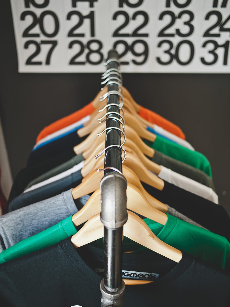 assorted-color hanged shirts with hangers, HD phone wallpaper