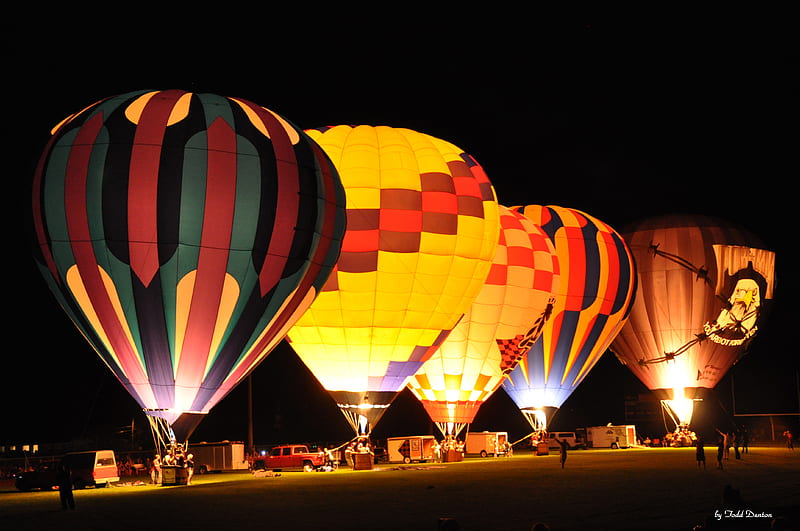 Night Glow 2011, hot air balloons at night, hot air balloons, hot air balloons night glow, balloons, HD wallpaper