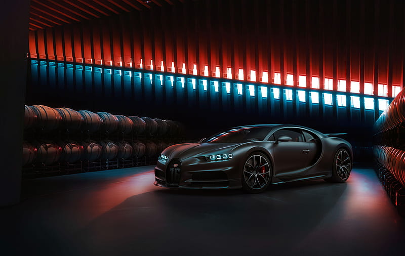 Black Bugatti Chiron 2020, bugatti, 2020-cars, carros, behance, HD wallpaper