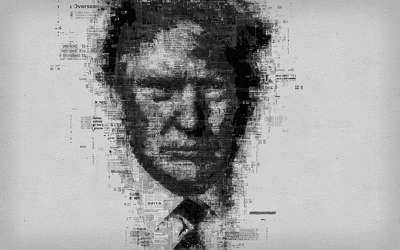 Donald Trump portrait, American president, newspaper art, face, US president, USA, HD wallpaper