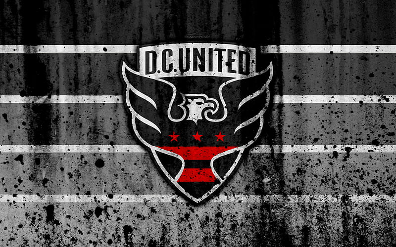 FC DC United, grunge, MLS, art, Eastern Conference, football club, USA, DC United, soccer, stone texture, logo, DC United FC, HD wallpaper