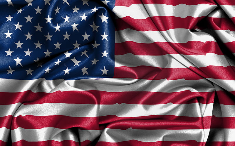 American flag, silk flag, flag of USA, silk texture, national symbol, USA, United States of America flag, HD wallpaper