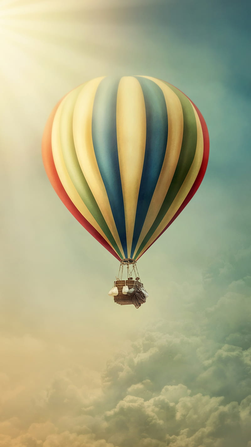 balloon, beauty nature, clouds, s7, s8, HD phone wallpaper