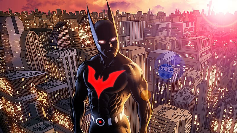 Batman Beyond Gotham City, batman-beyond, superheroes, artwork, digital-art, HD wallpaper