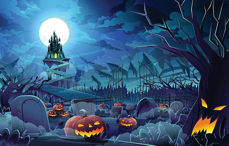 Holiday, Halloween, Jack-O'-Lantern, Castle, HD wallpaper | Peakpx