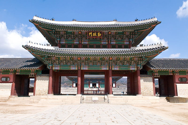 palace complex, asia, gyeongbokgung, architecture, building, seoul, HD wallpaper